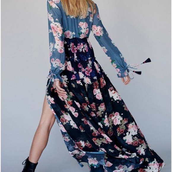 Free People Rare Floral Tiered Mixed Print Maxi Dress XS - Picture 4 of 16